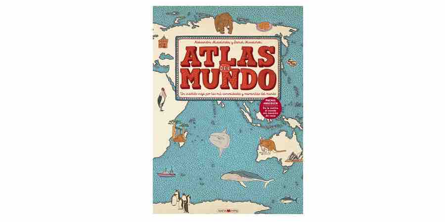 Atlas de mapas del mundo con ilustraciones y pegatinas